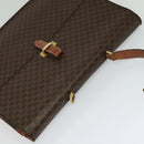 CELINE Macadam Canvas Business Bag PVC Leather Brown Gold Auth 113439-6