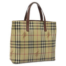 BURBERRY Nova Check Tote Bag PVC Leather Beige Auth 113447-1
