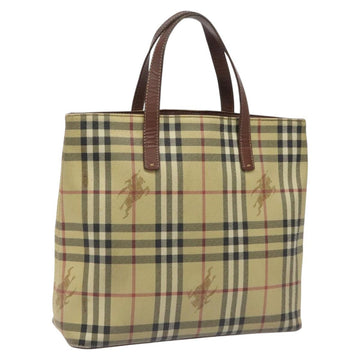 BURBERRY Nova Check Tote Bag PVC Leather Beige Auth 113447