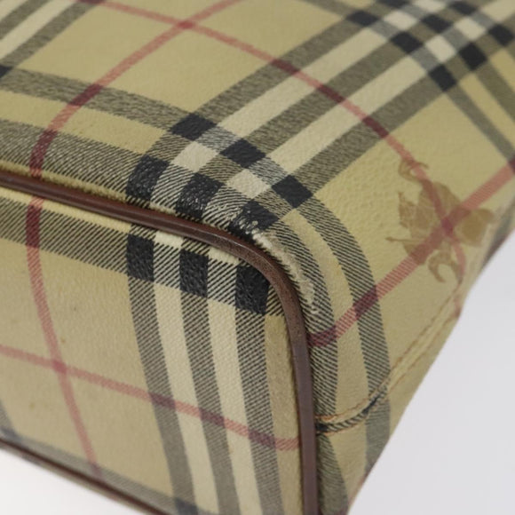 BURBERRY Nova Check Tote Bag PVC Leather Beige Auth 113447