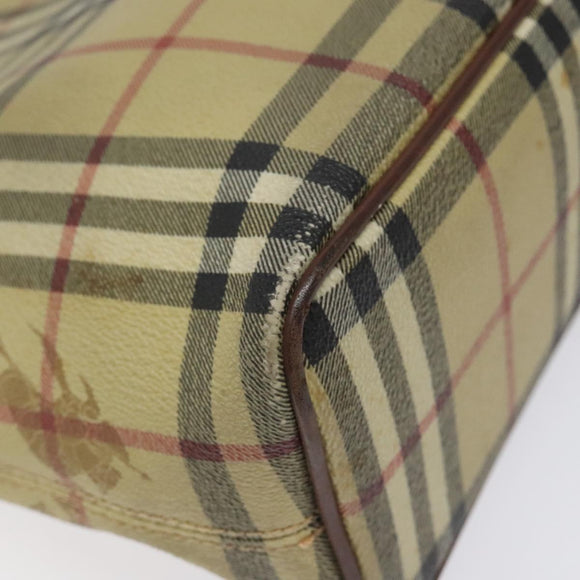 BURBERRY Nova Check Tote Bag PVC Leather Beige Auth 113447