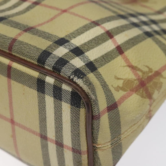 BURBERRY Nova Check Tote Bag PVC Leather Beige Auth 113447