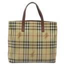 BURBERRY Nova Check Tote Bag PVC Leather Beige Auth 113447-13