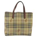 BURBERRY Nova Check Tote Bag PVC Leather Beige Auth 113447-2