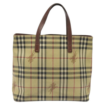 BURBERRY Nova Check Tote Bag PVC Leather Beige Auth 113447 - 0
