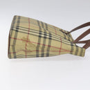 BURBERRY Nova Check Tote Bag PVC Leather Beige Auth 113447-3