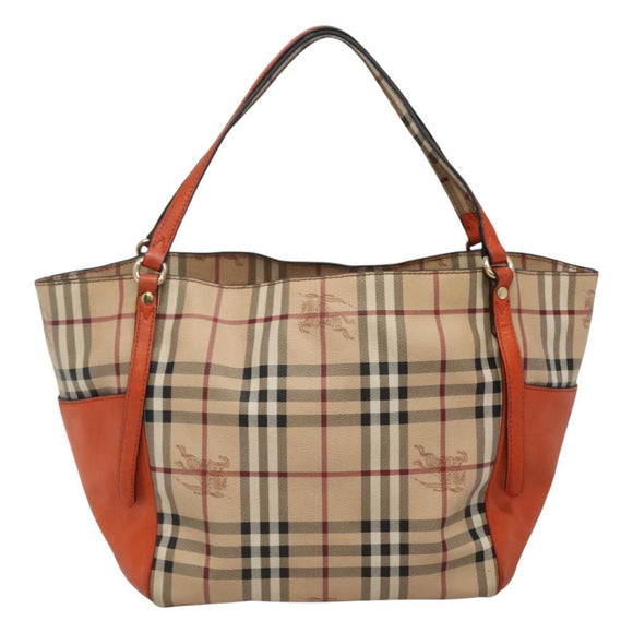 BURBERRY Nova Check Tote Bag PVC Beige Auth 113501