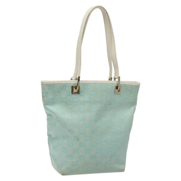GUCCI GG Canvas Tote Bag Light Blue Gold 002 1099 Auth 113505