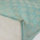 GUCCI GG Canvas Tote Bag Light Blue Gold 002 1099 Auth 113505-9