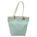 GUCCI GG Canvas Tote Bag Light Blue Gold 002 1099 Auth 113505-2