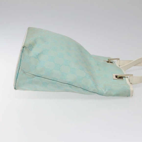GUCCI GG Canvas Tote Bag Light Blue Gold 002 1099 Auth 113505