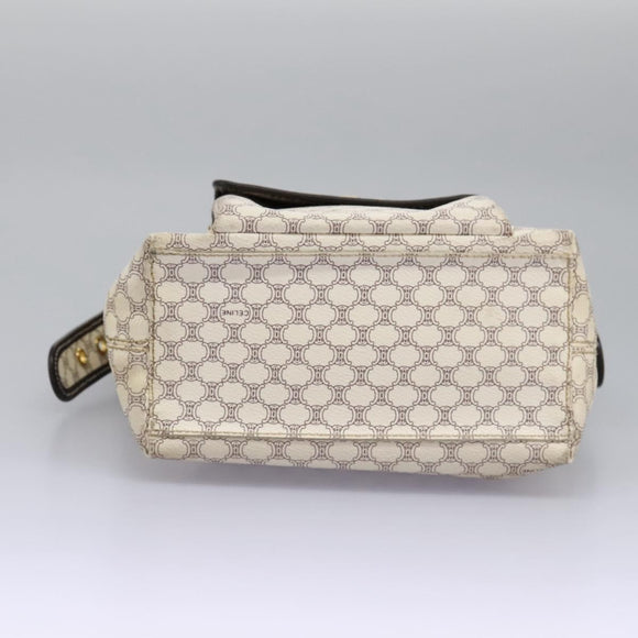 CELINE Macadam Canvas Shoulder Bag PVC Leather White Auth 113508