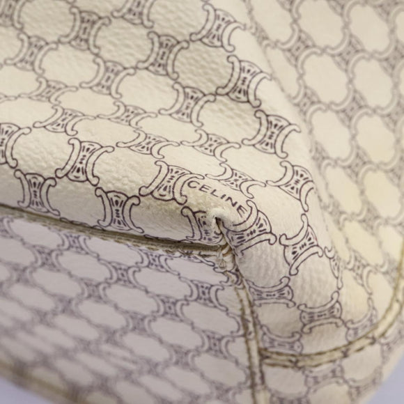 CELINE Macadam Canvas Shoulder Bag PVC Leather White Auth 113508