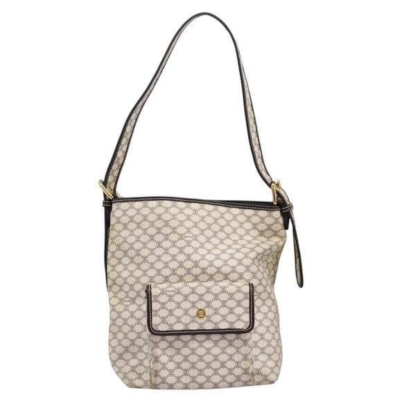 CELINE Macadam Canvas Shoulder Bag PVC Leather White Auth 113508