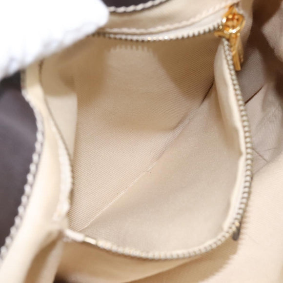 CELINE Macadam Canvas Shoulder Bag PVC Leather White Auth 113508