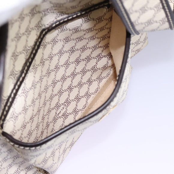 CELINE Macadam Canvas Shoulder Bag PVC Leather White Auth 113508
