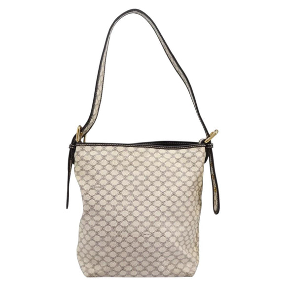 CELINE Macadam Canvas Shoulder Bag PVC Leather White Auth 113508