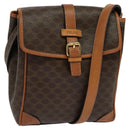 CELINE Macadam Canvas Shoulder Bag PVC Brown Gold Auth 113509-1