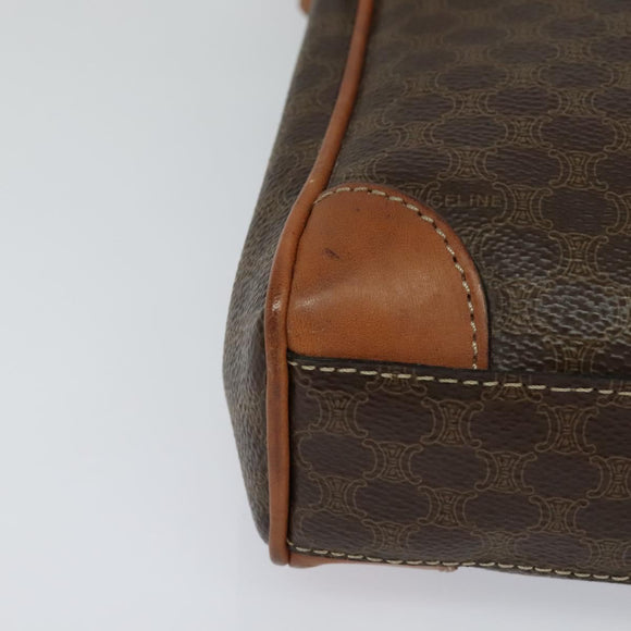 CELINE Macadam Canvas Shoulder Bag PVC Brown Gold Auth 113509