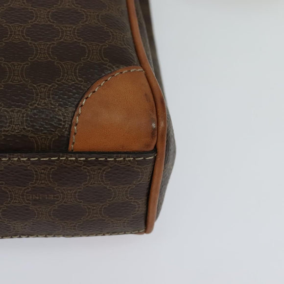 CELINE Macadam Canvas Shoulder Bag PVC Brown Gold Auth 113509