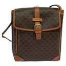 CELINE Macadam Canvas Shoulder Bag PVC Brown Gold Auth 113509-2