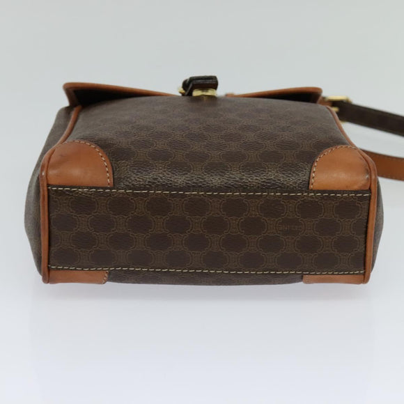 CELINE Macadam Canvas Shoulder Bag PVC Brown Gold Auth 113509