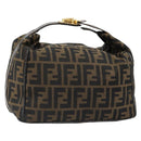 FENDI Zucca Canvas Hand Bag Brown Black Auth 113512-1
