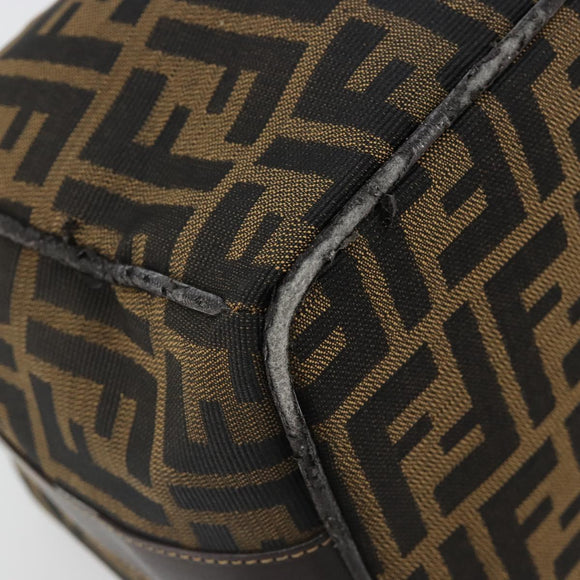FENDI Zucca Canvas Hand Bag Brown Black Auth 113512