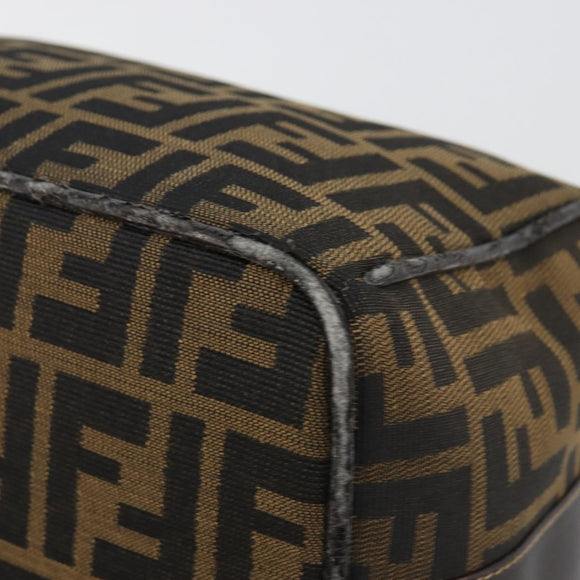FENDI Zucca Canvas Hand Bag Brown Black Auth 113512