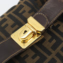 FENDI Zucca Canvas Hand Bag Brown Black Auth 113512-10