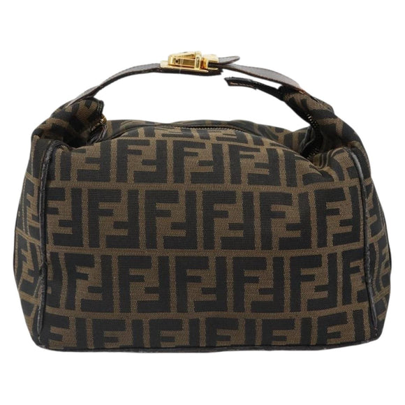 FENDI Zucca Canvas Hand Bag Brown Black Auth 113512