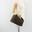 FENDI Zucca Canvas Hand Bag Brown Black Auth 113512-27