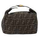 FENDI Zucca Canvas Hand Bag Brown Black Auth 113512-2