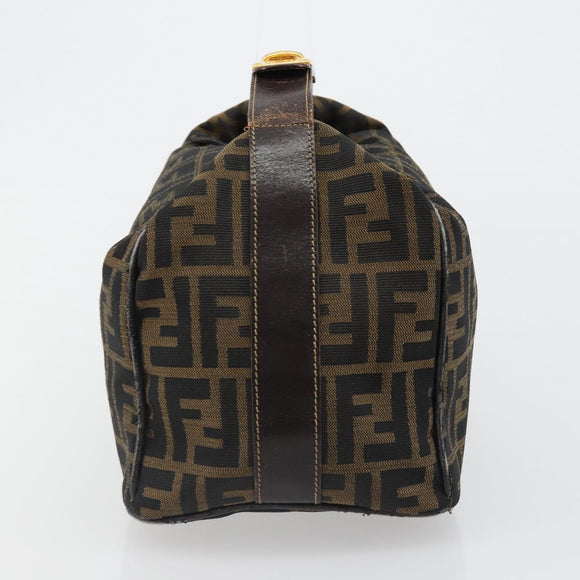 FENDI Zucca Canvas Hand Bag Brown Black Auth 113512