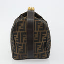 FENDI Zucca Canvas Hand Bag Brown Black Auth 113512-4