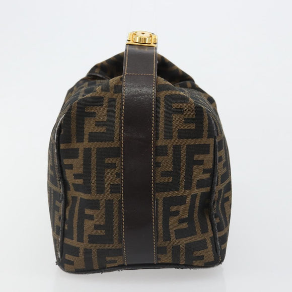FENDI Zucca Canvas Hand Bag Brown Black Auth 113512