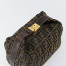 FENDI Zucca Canvas Hand Bag Brown Black Auth 113512-6