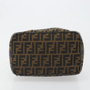 FENDI Zucca Canvas Hand Bag Brown Black Auth 113512-5
