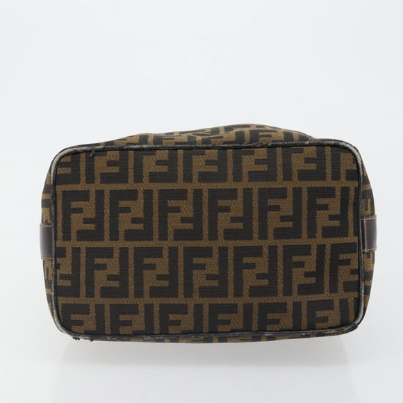 FENDI Zucca Canvas Hand Bag Brown Black Auth 113512