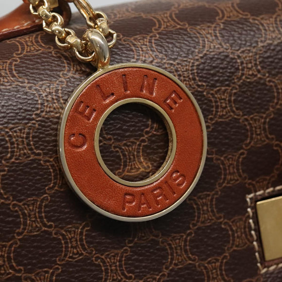 CELINE Macadam Canvas Hand Bag PVC Leather 2way Brown Auth 113560