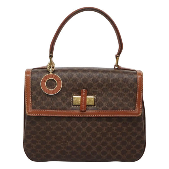 CELINE Macadam Canvas Hand Bag PVC Leather 2way Brown Auth 113560