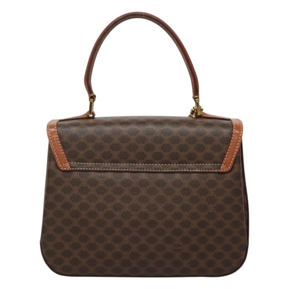 CELINE Macadam Canvas Hand Bag PVC Leather 2way Brown Auth 113560