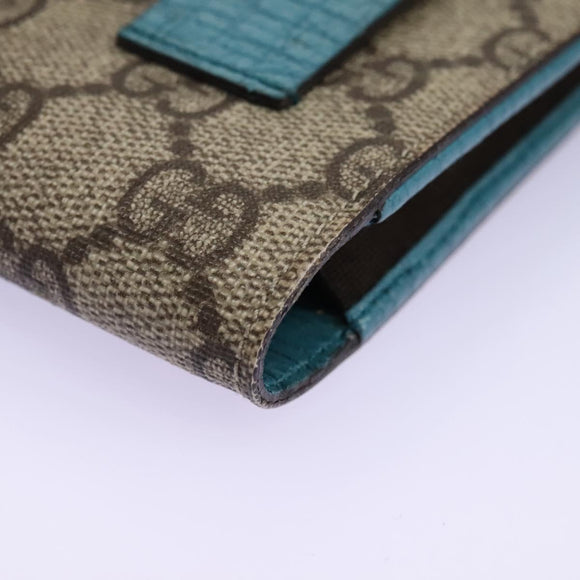 GUCCI GG Supreme Pouch PVC Leather Beige 125848 Auth 113564