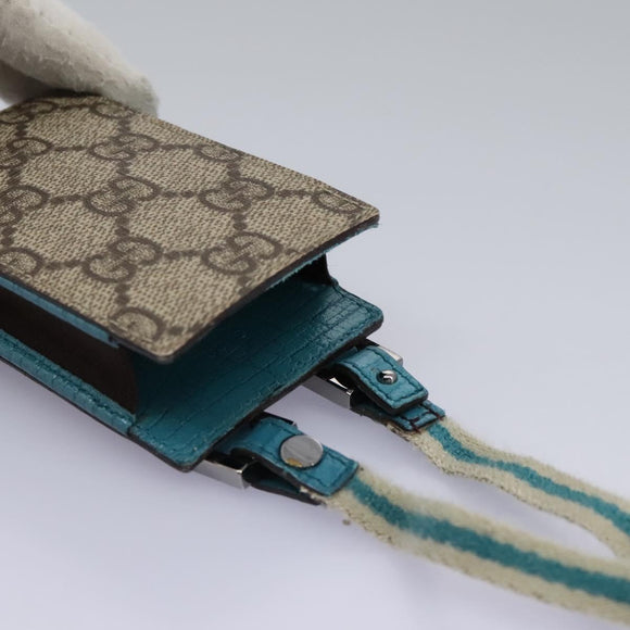 GUCCI GG Supreme Pouch PVC Leather Beige 125848 Auth 113564