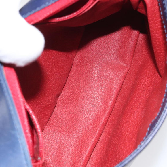 CELINE Shoulder Bag Leather Blue Auth 113569