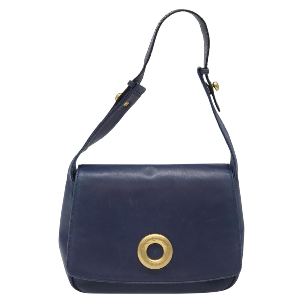 CELINE Shoulder Bag Leather Blue Auth 113569 - 0