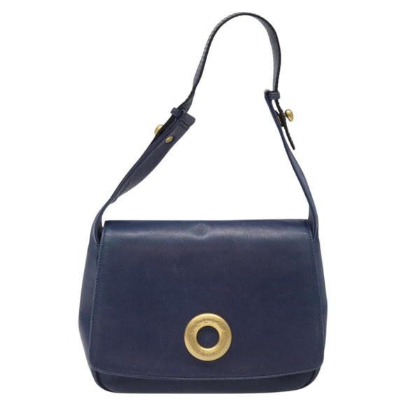 CELINE Shoulder Bag Leather Blue Auth 113569