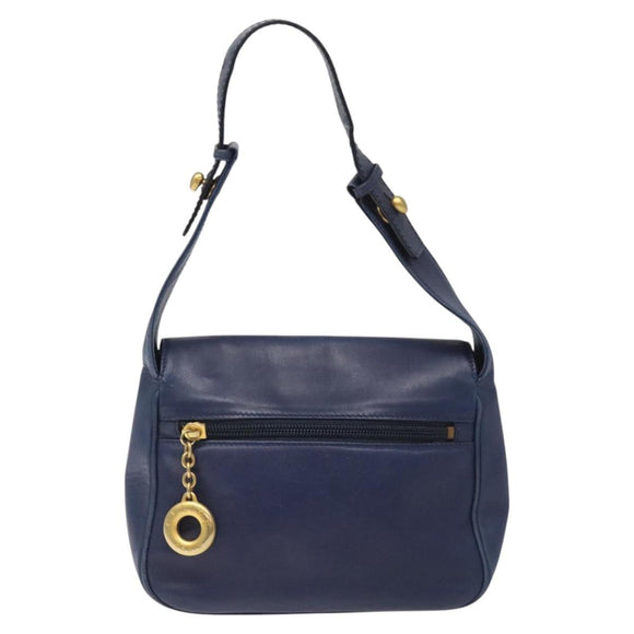 CELINE Shoulder Bag Leather Blue Auth 113569