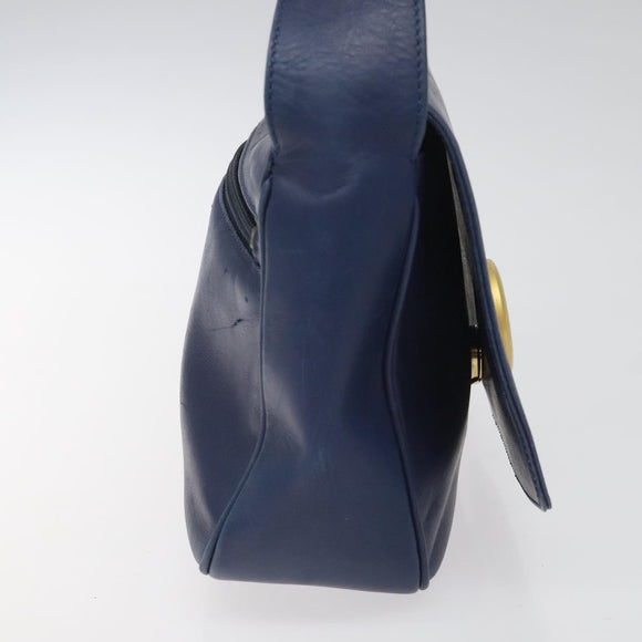 CELINE Shoulder Bag Leather Blue Auth 113569