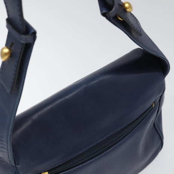 CELINE Shoulder Bag Leather Blue Auth 113569